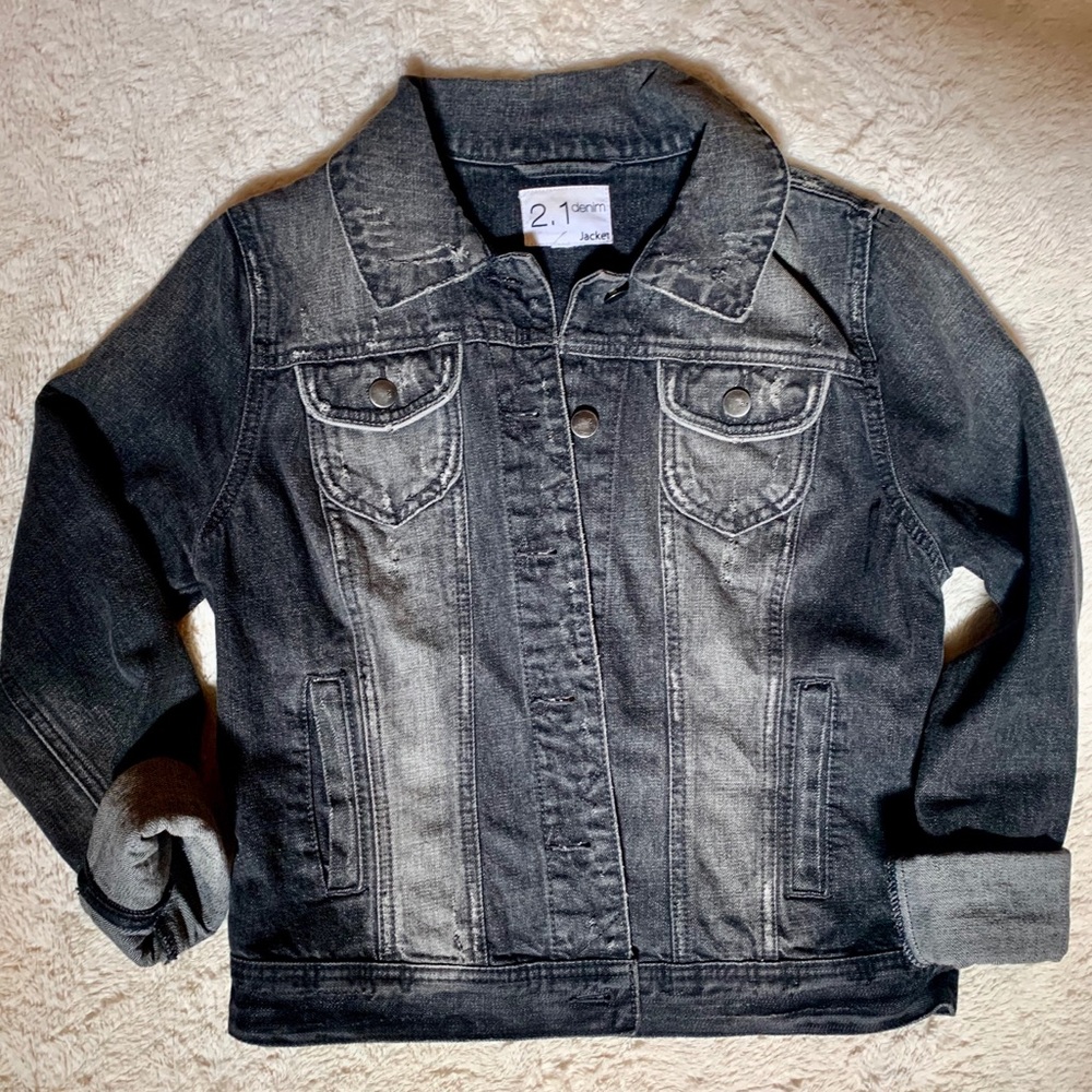 Dark Wash Distressed Denim Jacket